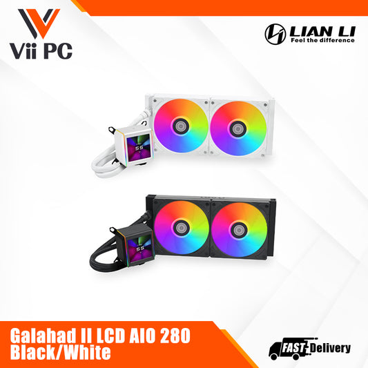 Lian Li Galahad II LCD AIO 280 CPU Liquid Cooler Black/White - 5 yrs Wty (2yrs for Fan)