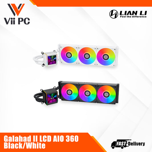 Lian Li Galahad II LCD AIO 360 ARGB CPU Liquid Cooler Black/White - 5 yrs Wty (2yrs for Fan)