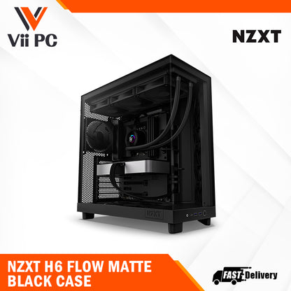 NZXT H6 FLOW/H6 FLOW RGB Dual-Chamber Mid-Tower Airflow Case /w RGB Fans Case - MATTE BLACK/MATTE WHITE CASING