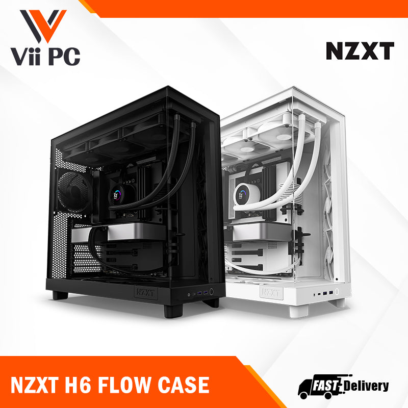 NZXT H6 FLOW/H6 FLOW RGB Dual-Chamber Mid-Tower Airflow Case /w RGB Fa –  Vii PC Trade Pte Ltd