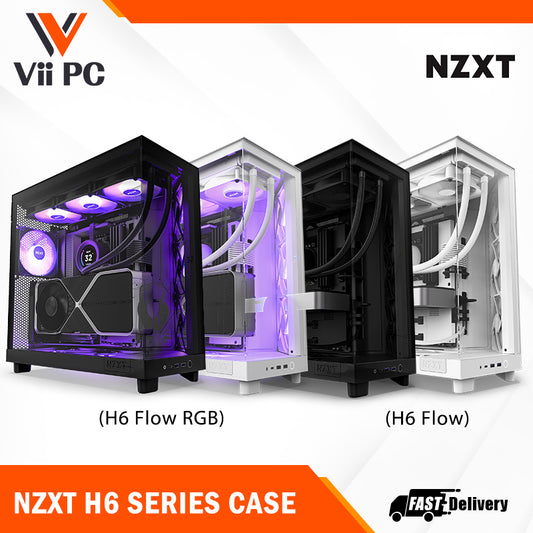 NZXT H6 FLOW/H6 FLOW RGB Dual-Chamber Mid-Tower Airflow Case /w RGB Fans Case - MATTE BLACK/MATTE WHITE CASING