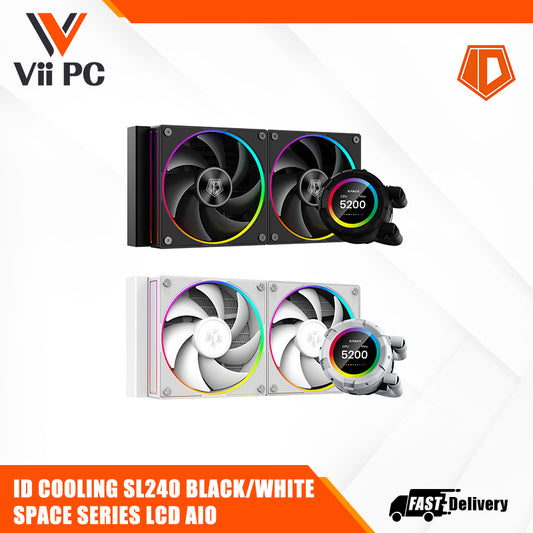 ID Cooling SL240 Space Series LCD AIO Liquid CPU Cooler Black/White