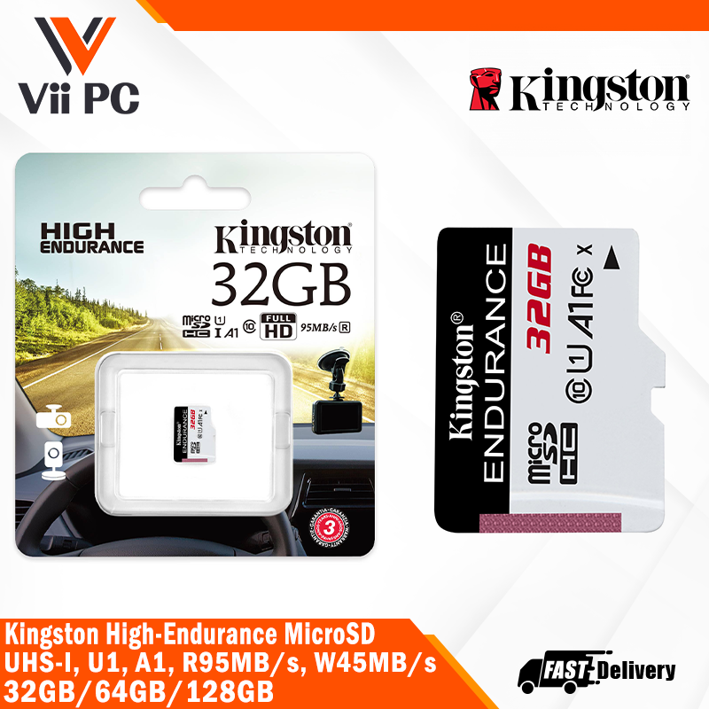 Kingston High-Endurance MicroSD (32GB/64GB/128GB), UHS-I, U1, A1, R95MB/s, W30MB/s, W45MB/S