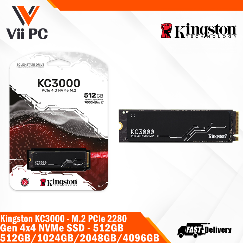 Kingston KC3000 - M.2 PCIe 2280 Gen 4x4 NVMe SSD - 512GB/1024GB/2048GB/4096GB