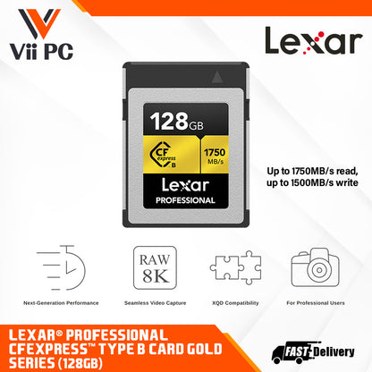 Lexar® Professional CFexpress™ Type B Card GOLD Series (128GB / 256GB / 512GB / 1TB / 2TB)