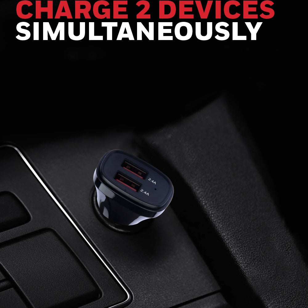 Honeywell MICRO CLA 24W CAR CHARGER 4.8 Amp with 2 x USB - Black Value Series / 3 Years Warranty