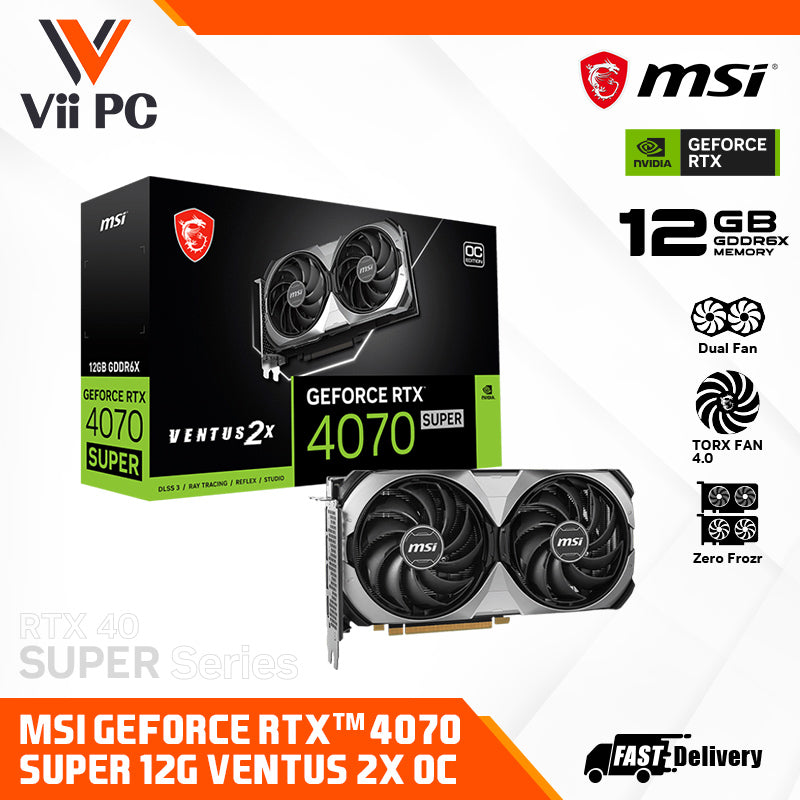 MSI GeForce RTX 4070 SUPER 12G VENTUS 2X BLACK OC Graphics Card with DLSS 3 (PCI-E 4.0, 1 x 16-pin, OpenGL®4.6)