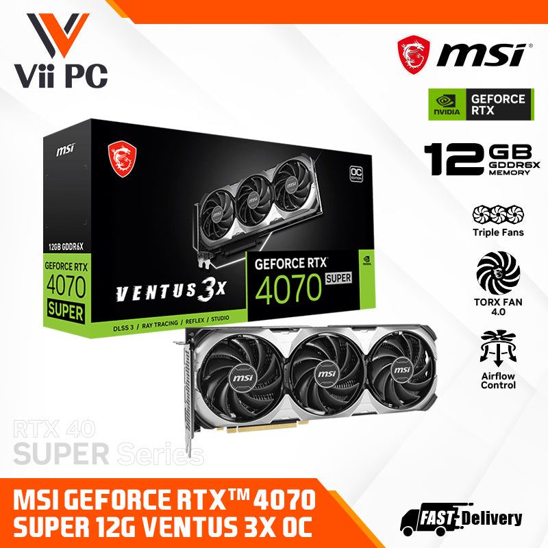 MSI GeForce RTX 4070 SUPER 12G VENTUS 3X OC Graphic Cards with DLSS 3 (PCI-E 4.0, 1 x 16-pin, OpenGL®4.6)