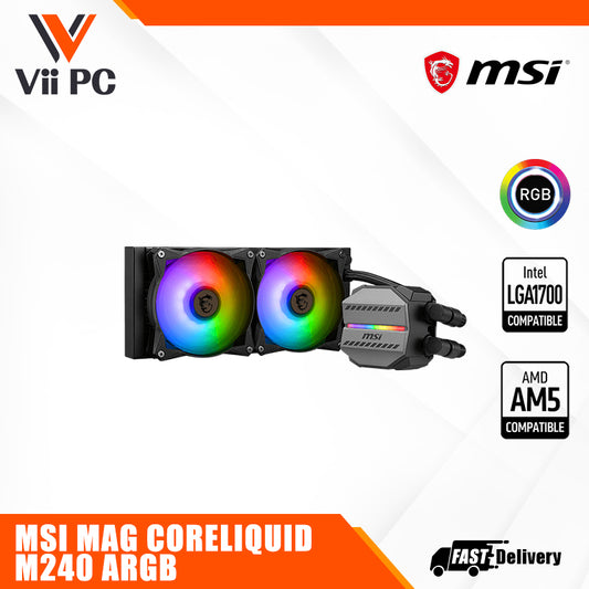 MSI MAG CORELIQUID M240 240mm Radiator/ARGB Fan/ARGB Block/3 Yrs Wty