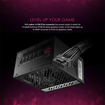 MSI MPG A1000G PCIE 5.0 ATX 3.0 80 Plus® Gold 1000W Full Modular Gaming Power Supply - 12VHPWR Cable, ATX 3.0 compatible, Supports Nvidia® GeForce RTX™ 40 Series