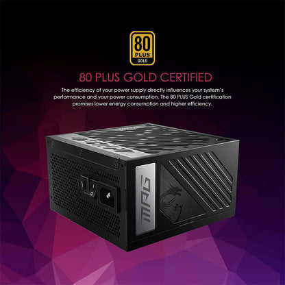 MSI MPG A1000G PCIE 5.0 ATX 3.0 80 Plus® Gold 1000W Full Modular Gaming Power Supply - 12VHPWR Cable, ATX 3.0 compatible, Supports Nvidia® GeForce RTX™ 40 Series