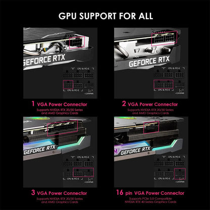 MSI MPG A1000G PCIE 5.0 ATX 3.0 80 Plus® Gold 1000W Full Modular Gaming Power Supply - 12VHPWR Cable, ATX 3.0 compatible, Supports Nvidia® GeForce RTX™ 40 Series