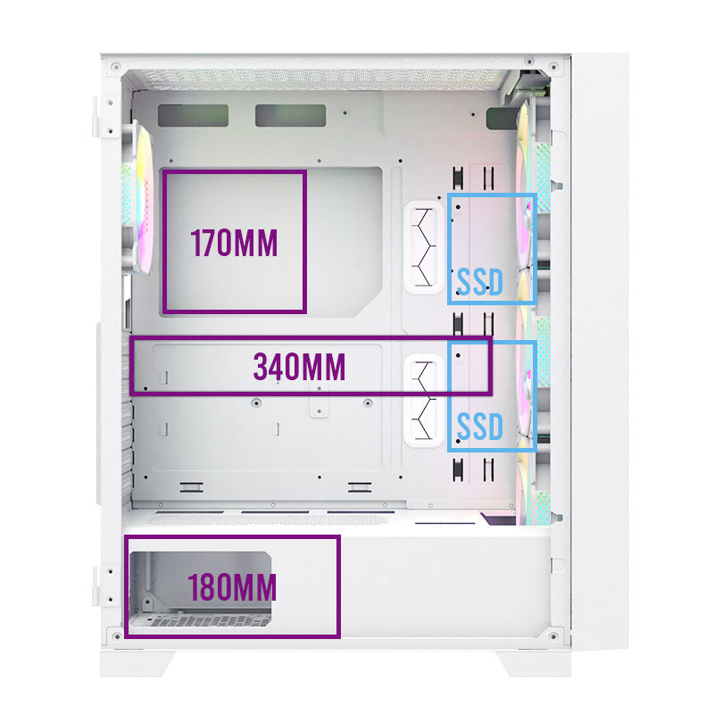 Montech AIR 1000 Premium ARGB ATX Mid Tower Case -  Detachable Mesh, Tempered Glass Front Panel and Swivel Glass Side Panel (Black/White)