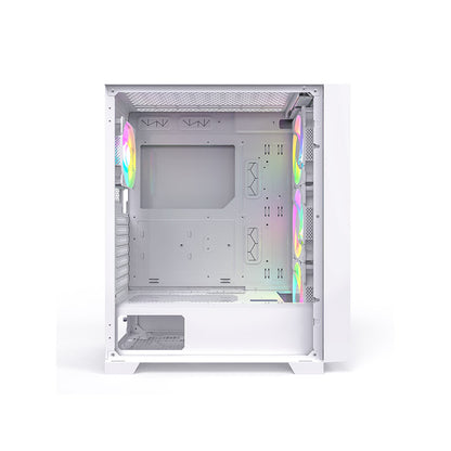 Montech AIR 1000 Premium ARGB ATX Mid Tower Case -  Detachable Mesh, Tempered Glass Front Panel and Swivel Glass Side Panel (Black/White)