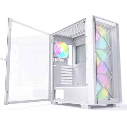 Montech AIR 1000 Premium ARGB ATX Mid Tower Case -  Detachable Mesh, Tempered Glass Front Panel and Swivel Glass Side Panel (Black/White)
