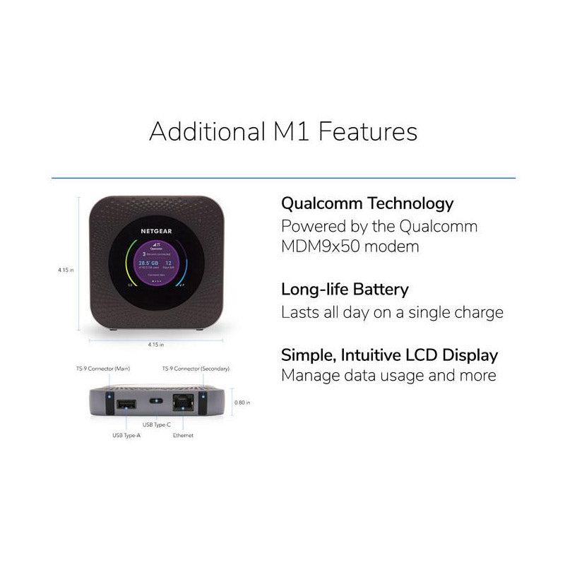 NETGEAR Nighthawk M1 4G LTE Mobile Router (MR1100) - WiFi 5 Speed up to 150 Mbps, connect up to 20 devices