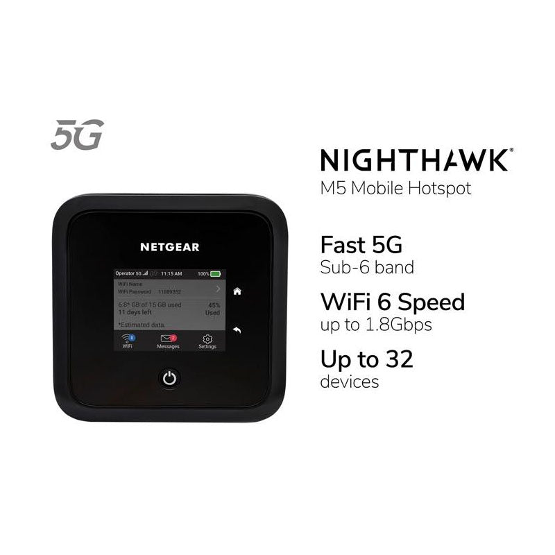 NETGEAR Nighthawk M5 5G WiFi 6 Mobile Router (MR5200) - Powered by the Qualcomm® Snapdragon™ X55 5G Modem-RF System