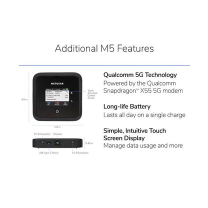 NETGEAR Nighthawk M5 5G WiFi 6 Mobile Router (MR5200) - Powered by the Qualcomm® Snapdragon™ X55 5G Modem-RF System