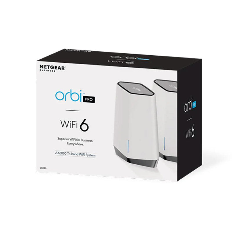 NETGEAR Orbi Pro SXK80 AX6000 Tri-Band 2-Pack WiFi 6 Mesh System (1 Router & 1 Satellite) for Business/Home | Up to 60+ Devices