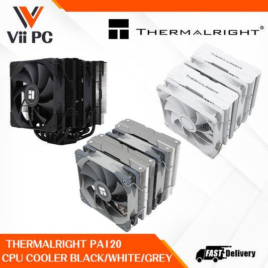 Thermalright Peerless Assassin 120 PA120 CPU Air Cooler, 6 Heat Pipes, Dual 120mm TL-C12 PWM Fan, Aluminium Heatsink Cover, AGHP Technology, for AMD AM4/AM5 Intel LGA 1700/115X/1200/2011/2066 BLACK/WHITE/GREY