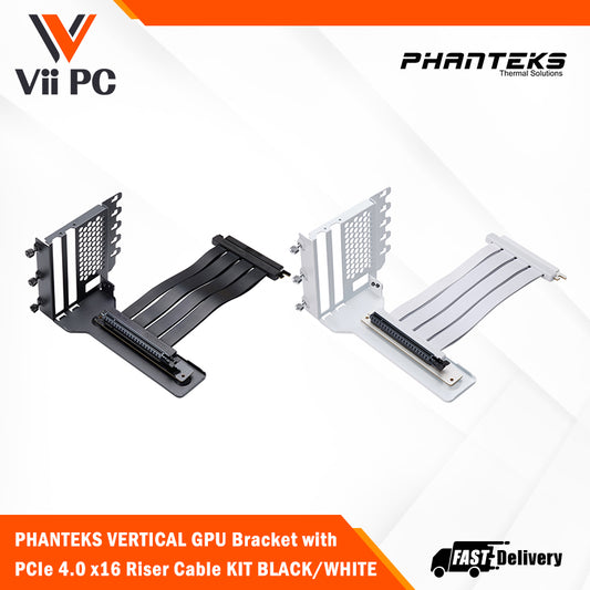 PHANTEKS VERTICAL GPU Bracket with PCIe 4.0 x16 Riser Cable KIT BLACK/WHITE