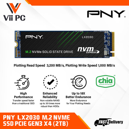 PNY LX2030 M.2 NVMe 2TB SSD - High Performance, Enhanced Reliability, Up to 18X Better Endurance