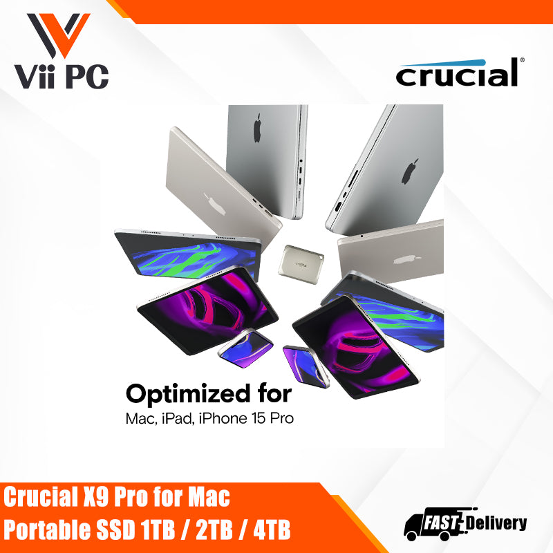 Crucial X9 Pro for Mac, PHONE 15 and IPAD Portable SSD 1TB / 2TB / 4TB