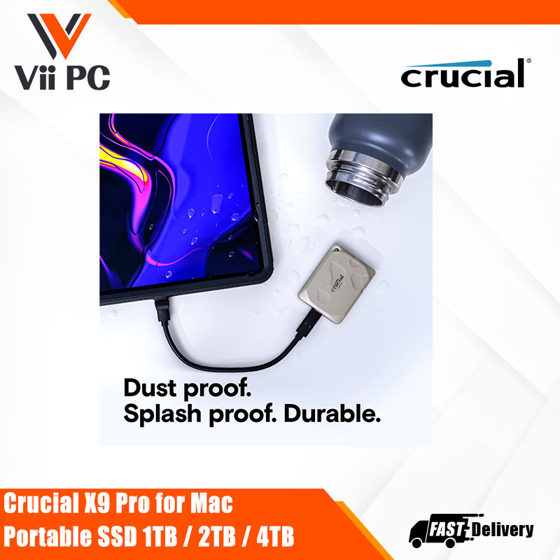Crucial X9 Pro for Mac, PHONE 15 and IPAD Portable SSD 1TB / 2TB / 4TB