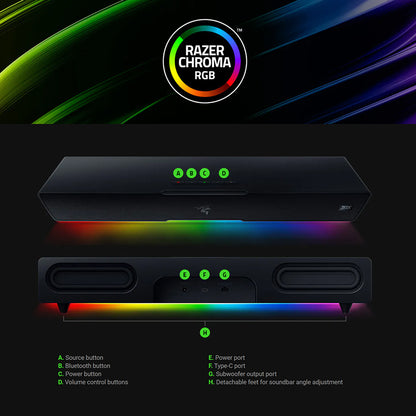RAZER Leviathan V2 - PC Gaming Sound Bar with Subwoofer (THX Spatial Audio, Razer Chroma™ RGB, Bluetooth 5.2)