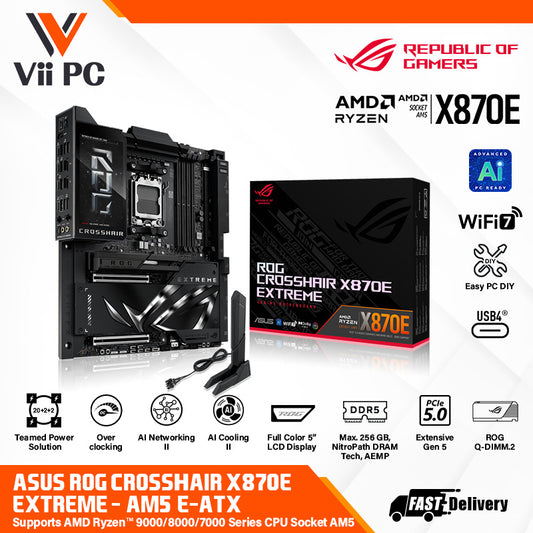 ASUS ROG CROSSHAIR X870E EXTREME - AM5 CPUs, DDR5, PCIe® 5.0, WiFi 7, USB4®, integrated 5-inch LCD - GAMING E-ATX Motherboard (AI PC Ready) - PRE-ORDER -