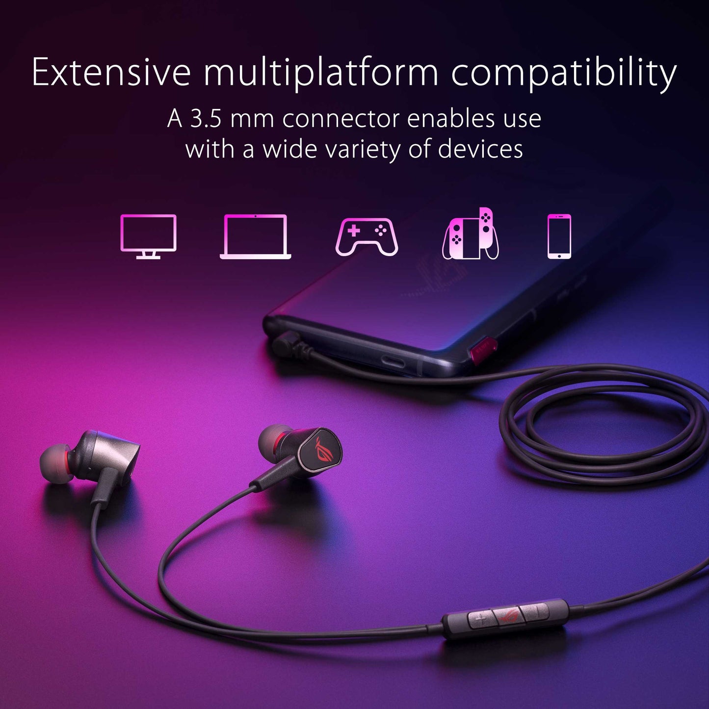 ASUS ROG Cetra II Core In-Ear gaming headphones with liquid silicone rubber drivers, 3.5mm connector [For PC, Phone, Console]
