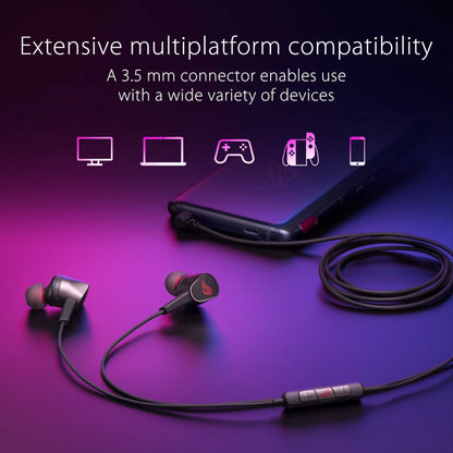 ASUS ROG Cetra II Core In-Ear gaming headphones with liquid silicone rubber drivers, 3.5mm connector [For PC, Phone, Console]
