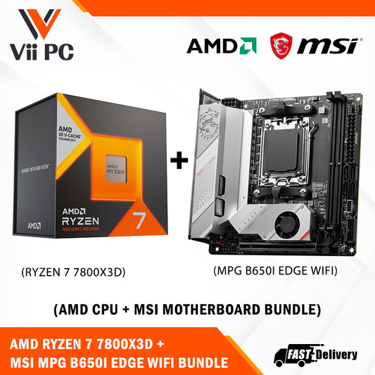 MSI MPG B650I EDGE WIFI AM5 Mini-ITX Motherboard + AMD Ryzen 7 7800X3D Processor BUNDLE