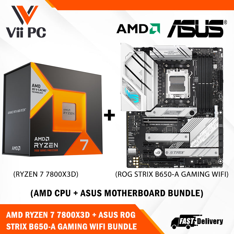 ASUS ROG STRIX B650-A GAMING WIFI AM5 ATX Motherboard + AMD Ryzen 7 7800X3D Processor BUNDLE