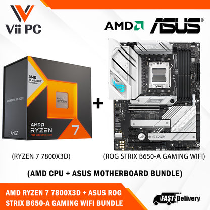 ASUS ROG STRIX B650-A GAMING WIFI AM5 ATX Motherboard + AMD Ryzen 7 7800X3D (AM5) Processor BUNDLE
