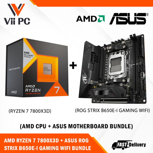 ASUS ROG STRIX B650E-I GAMING WIFI AM5 Mini-ITX Motherboard + AMD Ryzen 7 7800X3D (AM5) Processor BUNDLE