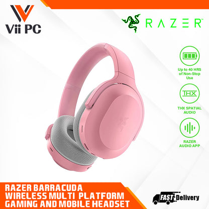 RAZER Barracuda - Wireless Multi-platform Gaming and Mobile Headset (Black/Mercury White/Quartz Pink) - FRML Packaging