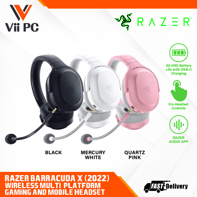 RAZER Barracuda X (2022) - Wireless Multi-Platform Gaming and Mobile Headset (Black/Mercury White/Quartz Pink) - FRML Packaging