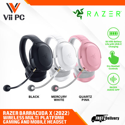 RAZER Barracuda X (2022) - Wireless Multi-Platform Gaming and Mobile Headset (Black/Mercury White/Quartz Pink) - FRML Packaging