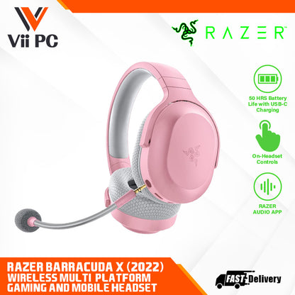 RAZER Barracuda X (2022) - Wireless Multi-Platform Gaming and Mobile Headset (Black/Mercury White/Quartz Pink) - FRML Packaging
