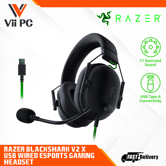 RAZER BlackShark V2 X USB - Wired Esports Headset with Noise-Cancelling Mic (BLACK) - FRML Packaging