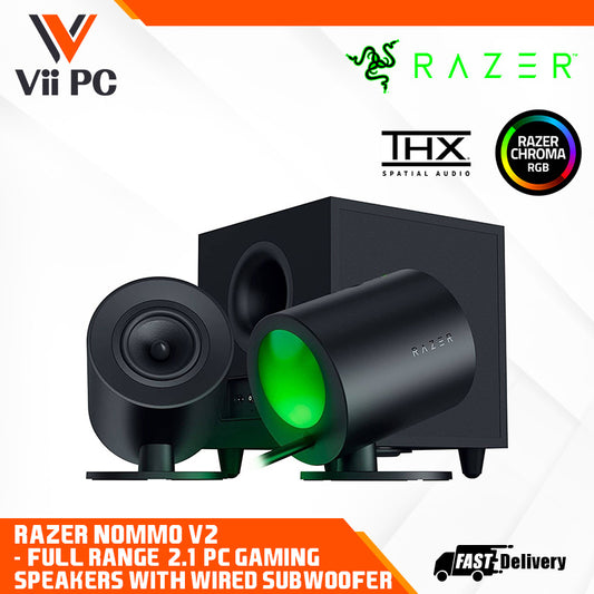 RAZER Nommo V2 - Full-Range 2.1 PC Gaming Speakers with Wired Subwoofer - EU/IDN + UK/MY/SG/UAE Packaging