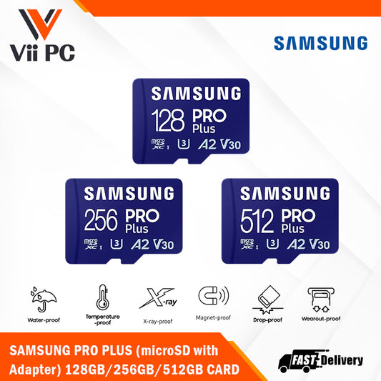 SAMSUNG PRO PLUS microSDXC Memory Card with Adapter 128GB/256GB/512GB Card up to 180MB/s Read, compatible to UHS-I