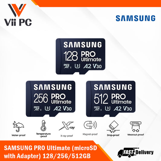SAMSUNG PRO Ultimate microSDXC Memory Card with Adapter 128GB/256GB/512GB Card up to 200MB/s Read, compatible to UHS-I