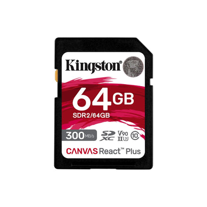 Kingston Canvas React Plus SD (32GB/64GB/128GB/256GB) Class 10, UHS-II, U3, V90 300/260MB/s