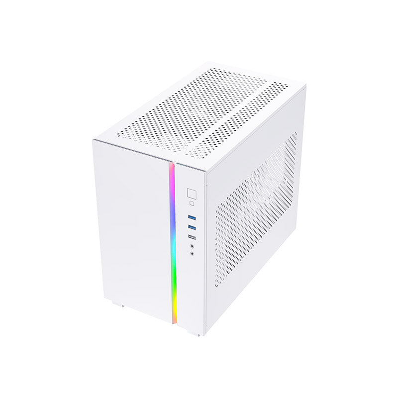 Montech SKY ONE MINI mATX Mid Tower Case (Black/White) - 3x High Performance Fans, Tempered Glass Side Panel, Front ARGB LED Strip