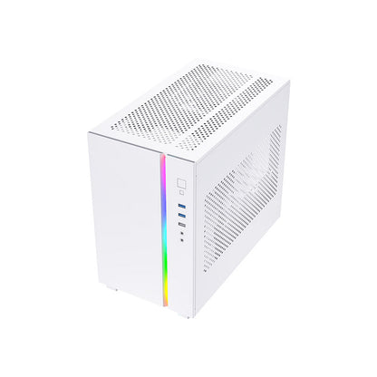 Montech SKY ONE MINI mATX Mid Tower Case (Black/White) - 3x High Performance Fans, Tempered Glass Side Panel, Front ARGB LED Strip