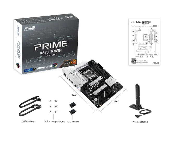 ASUS PRIME X870-P WIFI AMD Ryzen 9000 Series DDR5 Socket AM5 Gaming Motherboard