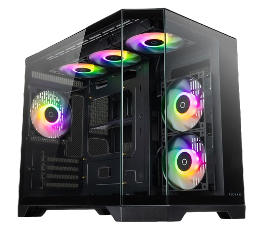 TECWARE VX TRINITY M Triple Tempered Glass mATX Case with 6 Omni Link ARGB Fans - Black/White