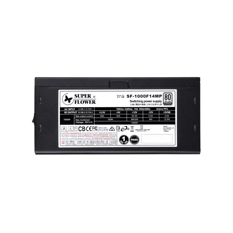 Super Flower Leadex Platinum SE 1000W 80 Plus® Platinum - ECO Fanless & Silent Mode, Full Flat Ribbon Modular Power Supply, Dual Ball Bearing Fan (10 Year Warranty)